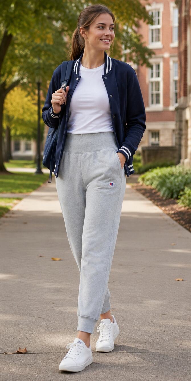 Champion Reverse Weave Gray Joggers Womens Medium High Waist Fleece 28 Inseam